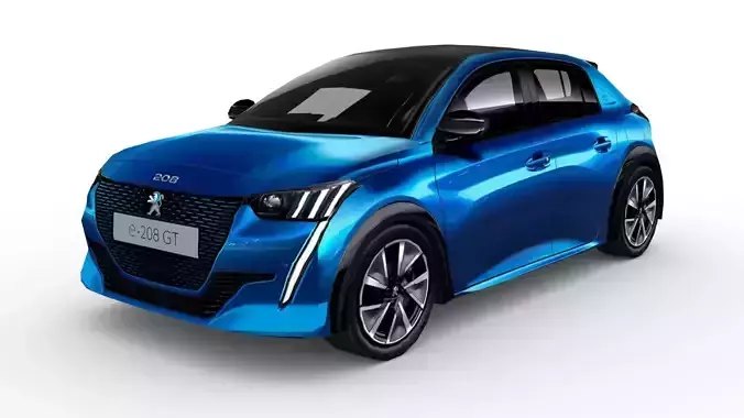 Peugeot 2020 e-208 Low-poly 3D model