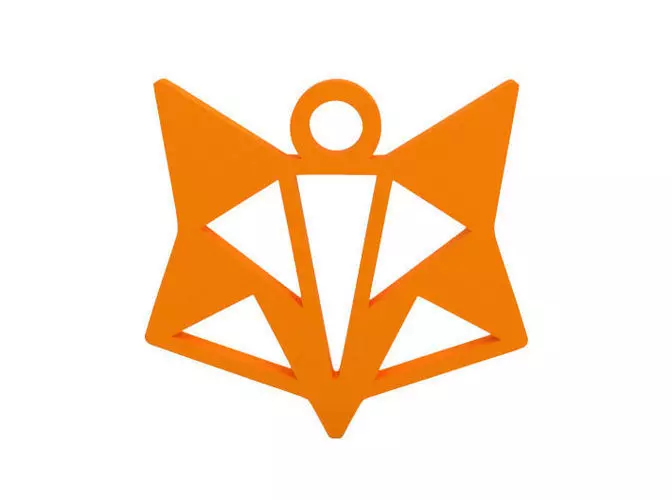 Earring orange fox pendant 3D print model_0