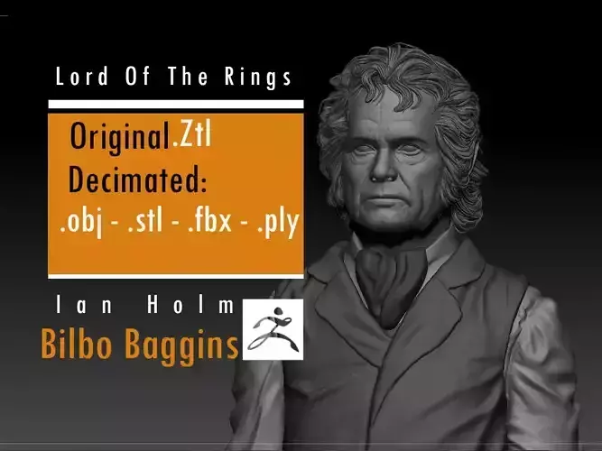 Ian Holm - Bilbo Baggins - Lord Of The Rings 3D print model