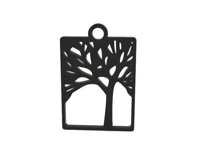 Earring pendant with tree 3D print model_0