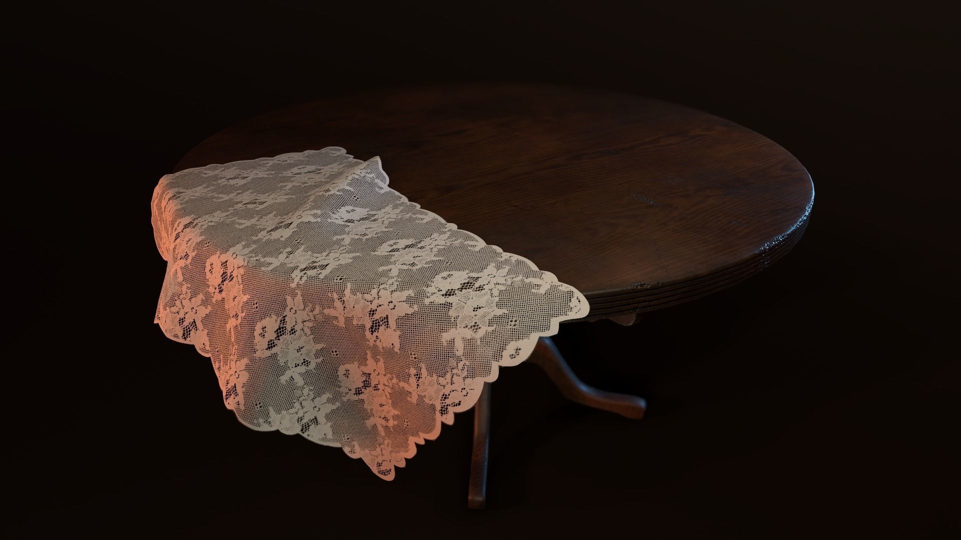 Old Wooden Table Low-poly 3D model_3