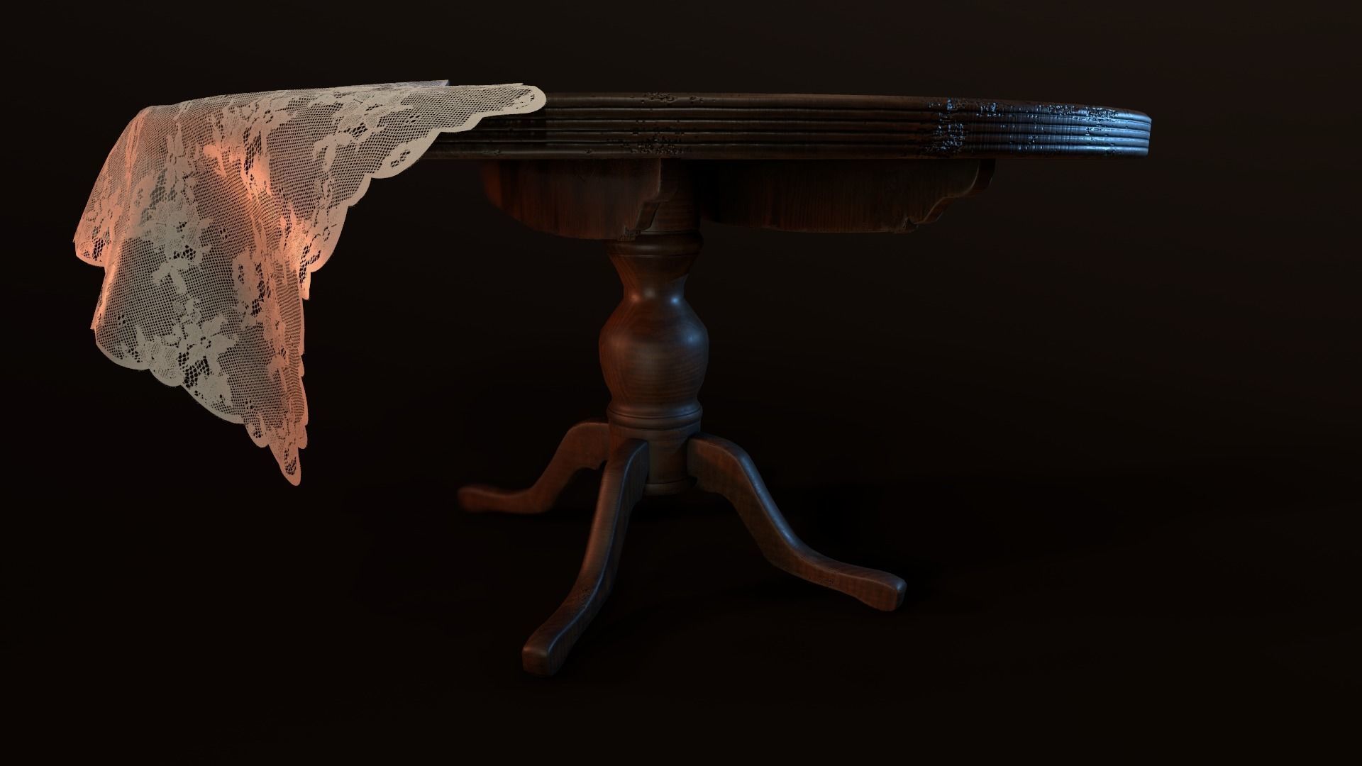 Old Wooden Table Low-poly 3D model_4