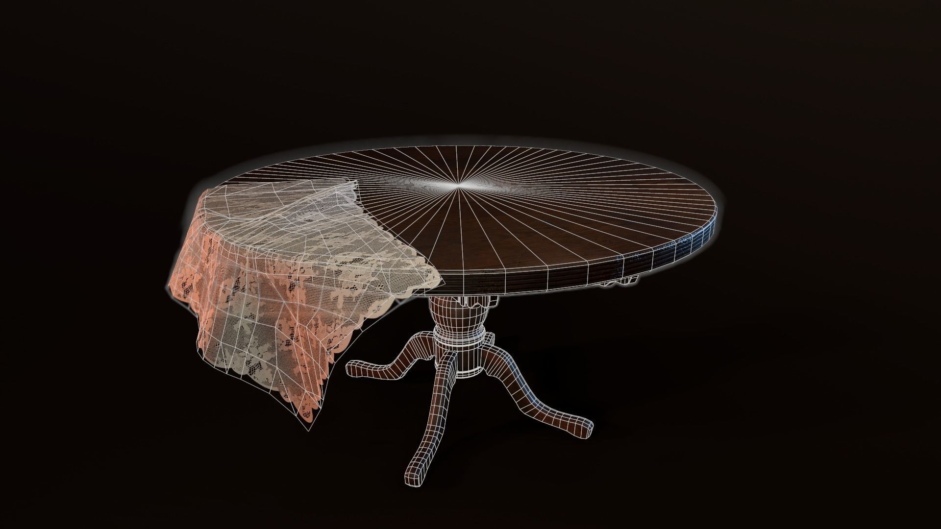 Old Wooden Table Low-poly 3D model_11