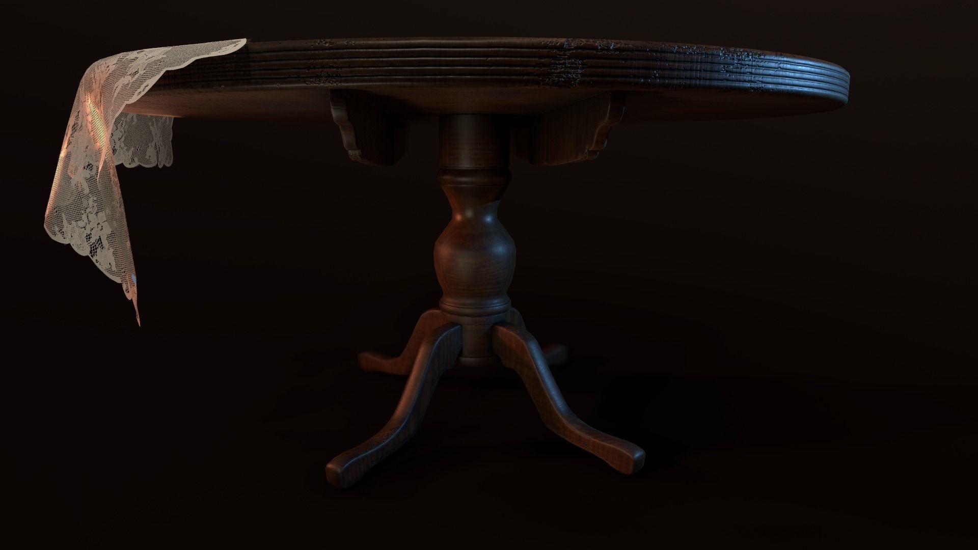 Old Wooden Table Low-poly 3D model_5