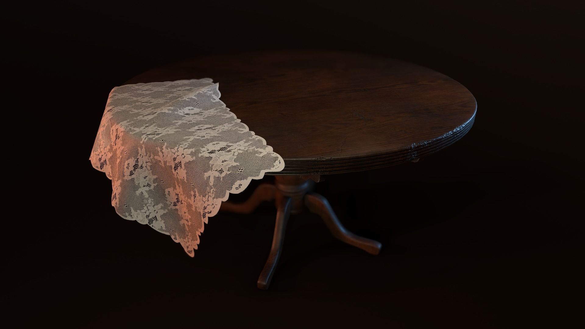 Old Wooden Table Low-poly 3D model_2