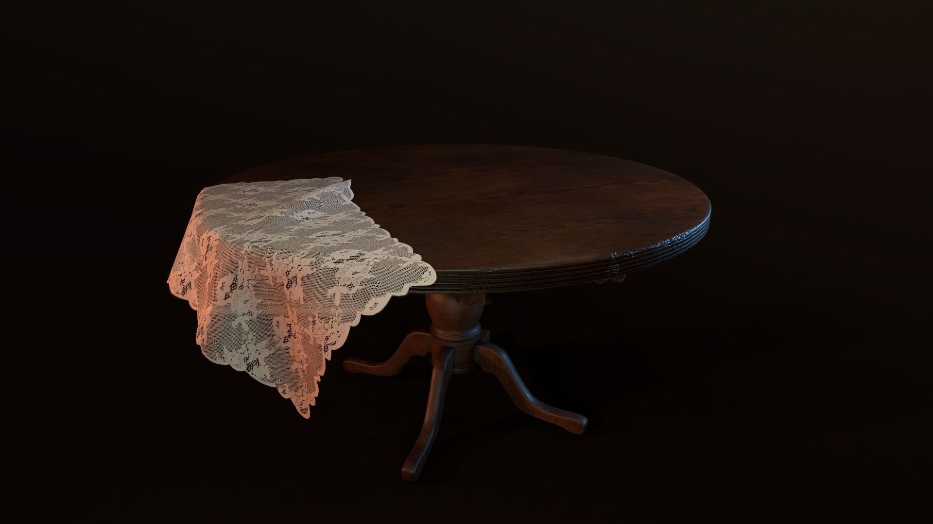 Old Wooden Table Low-poly 3D model_10