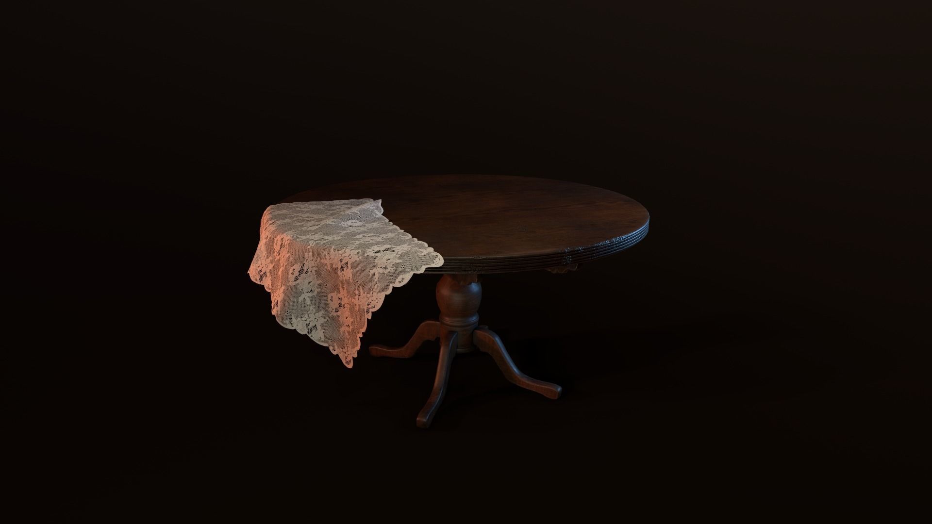 Old Wooden Table Low-poly 3D model_12