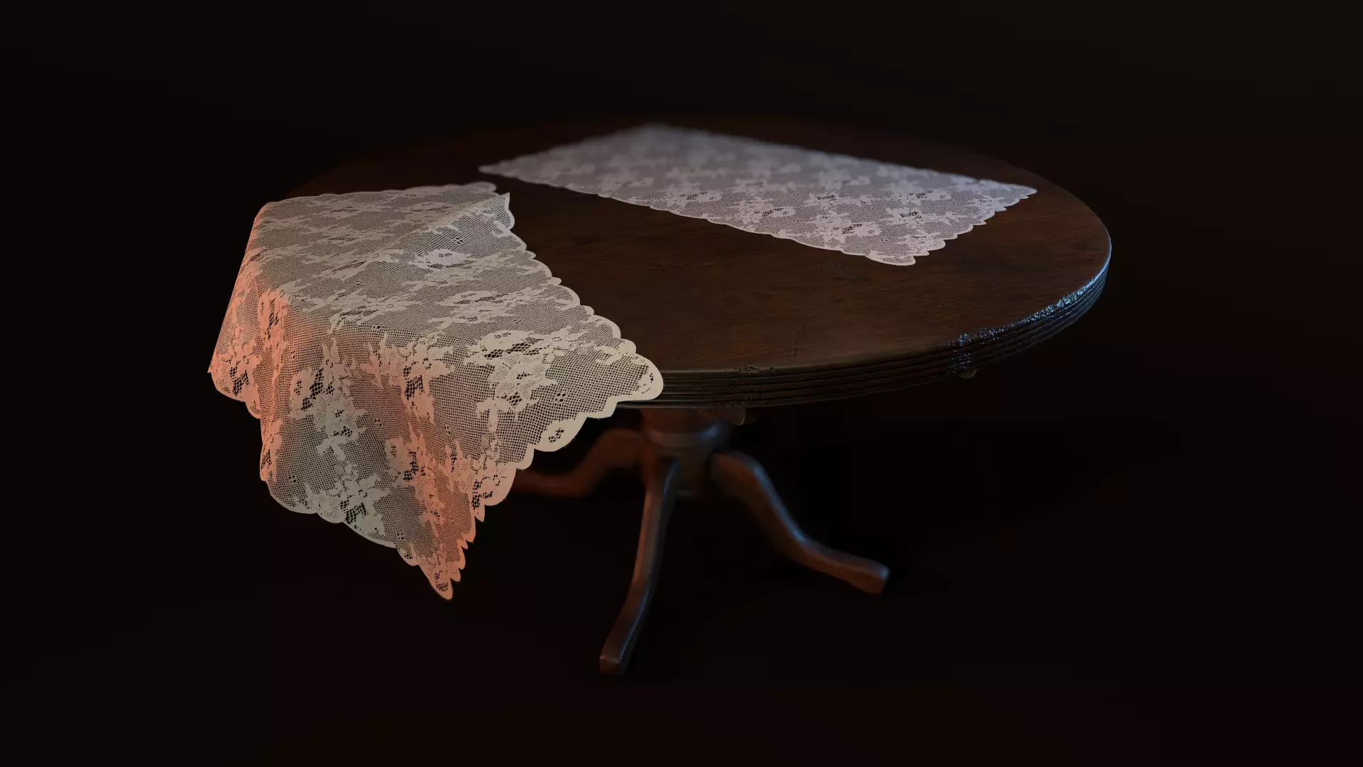 Old Wooden Table Low-poly 3D model_0
