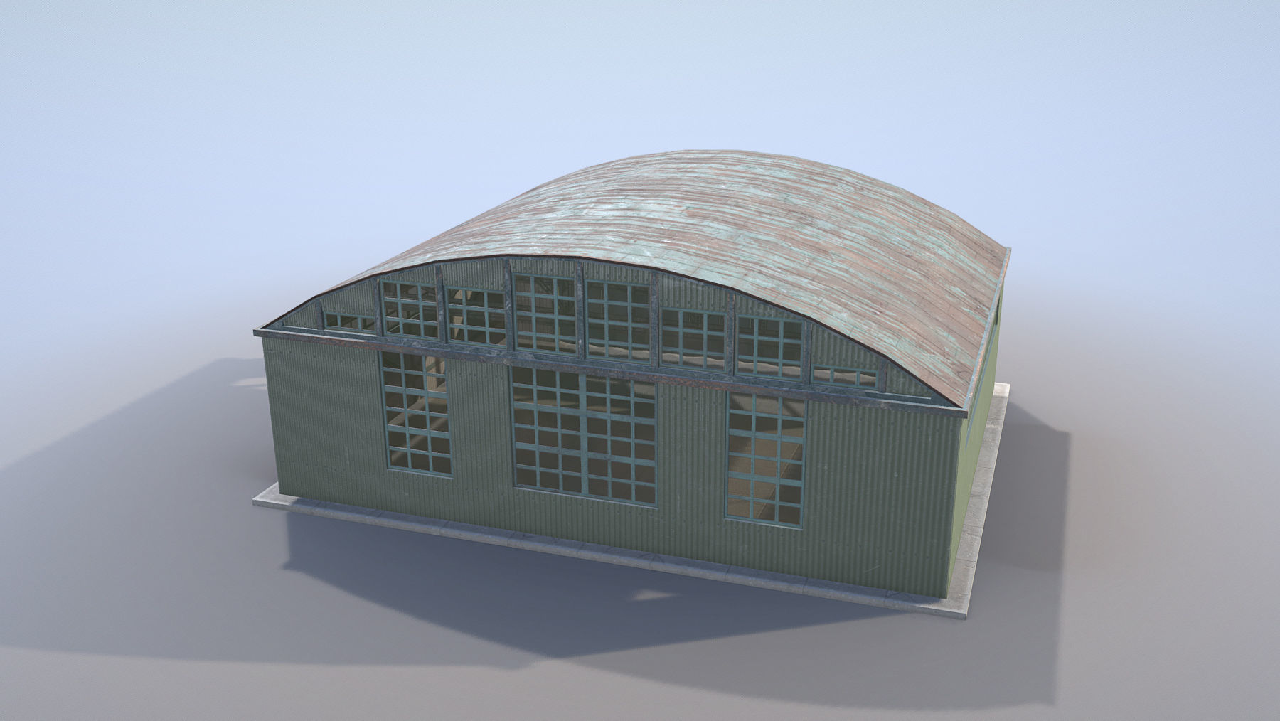 Airport Hangar SmallHangar 01 closed open Low-poly 3D model_3