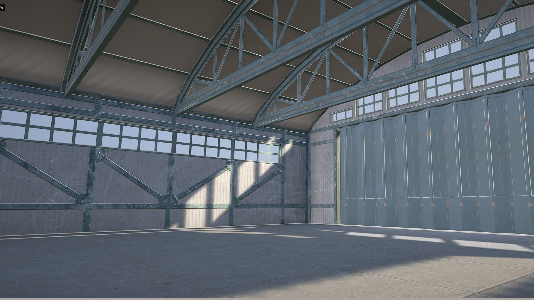 Airport Hangar SmallHangar 01 closed open Low-poly 3D model_7