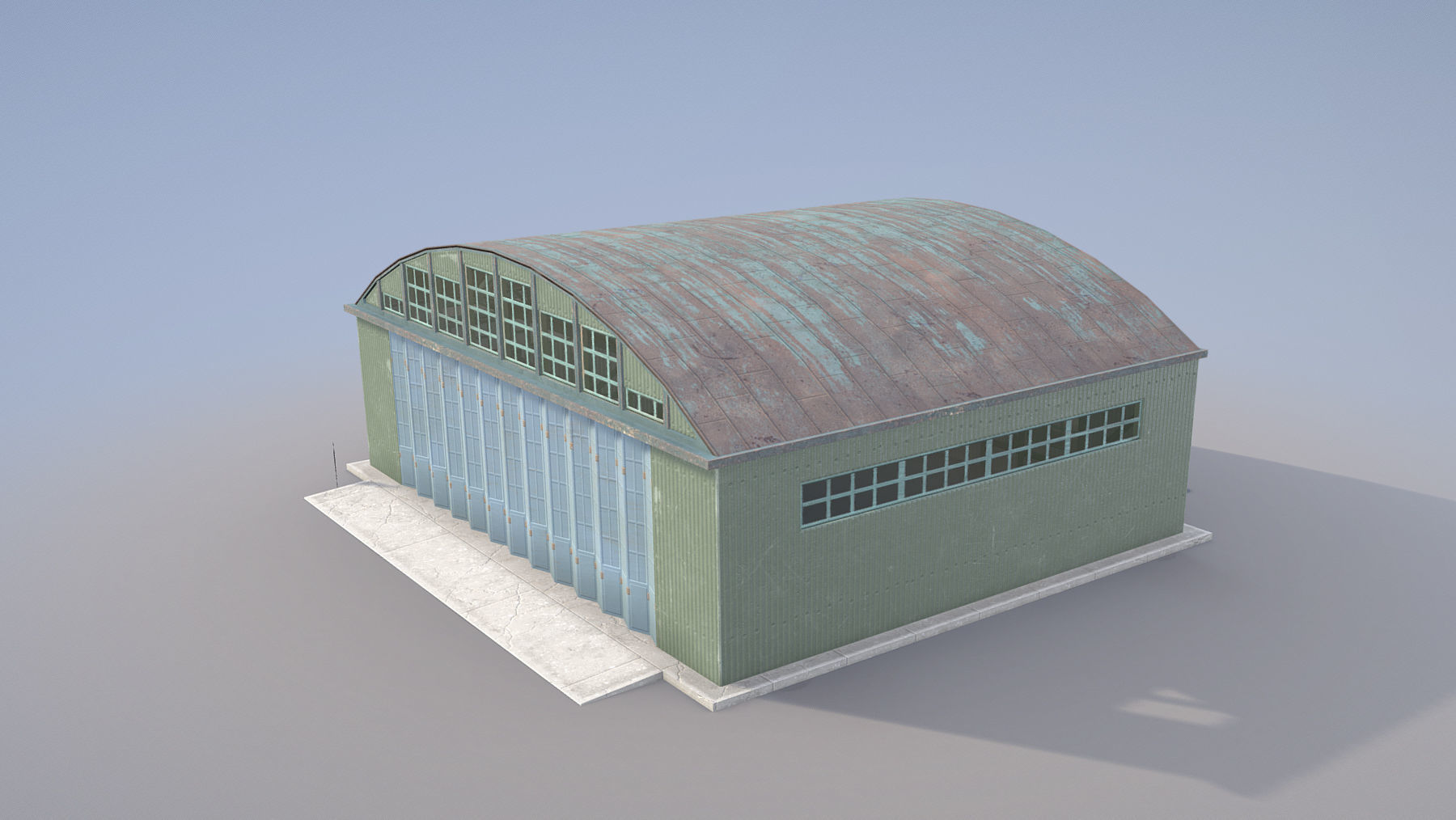 Airport Hangar SmallHangar 01 closed open Low-poly 3D model_6