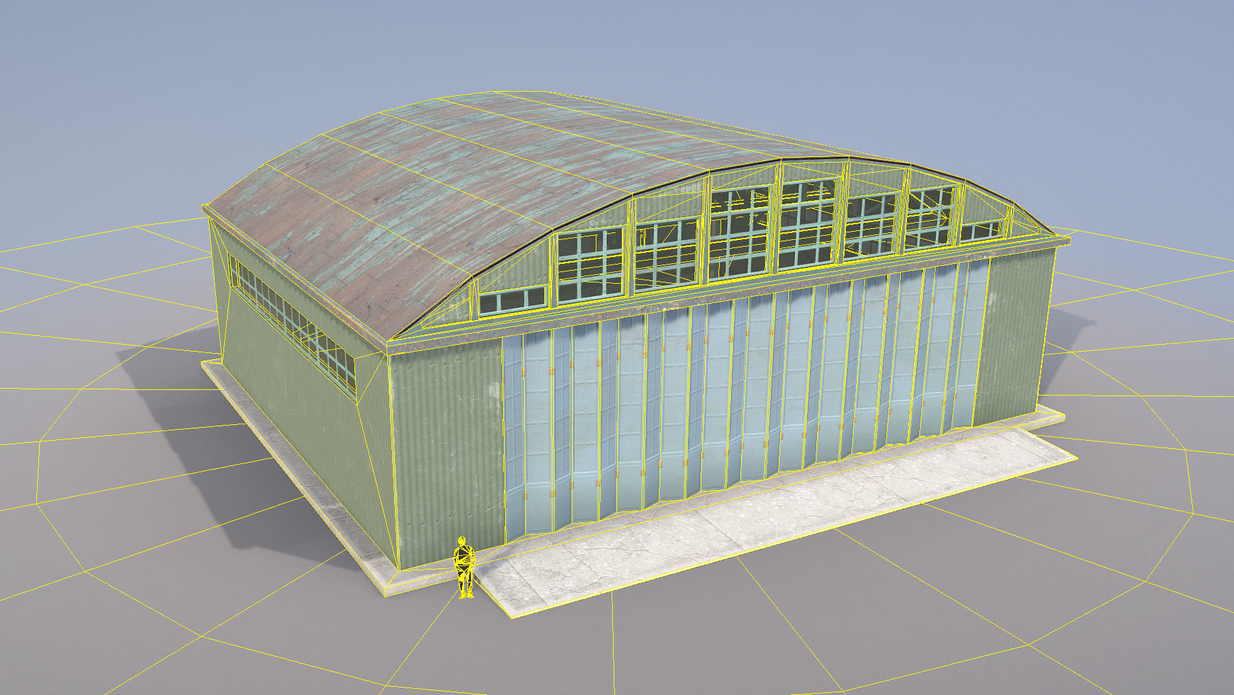 Airport Hangar SmallHangar 01 closed open Low-poly 3D model_8