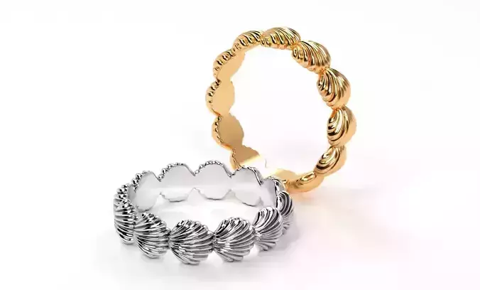 gold ring pearl shell 3D print model