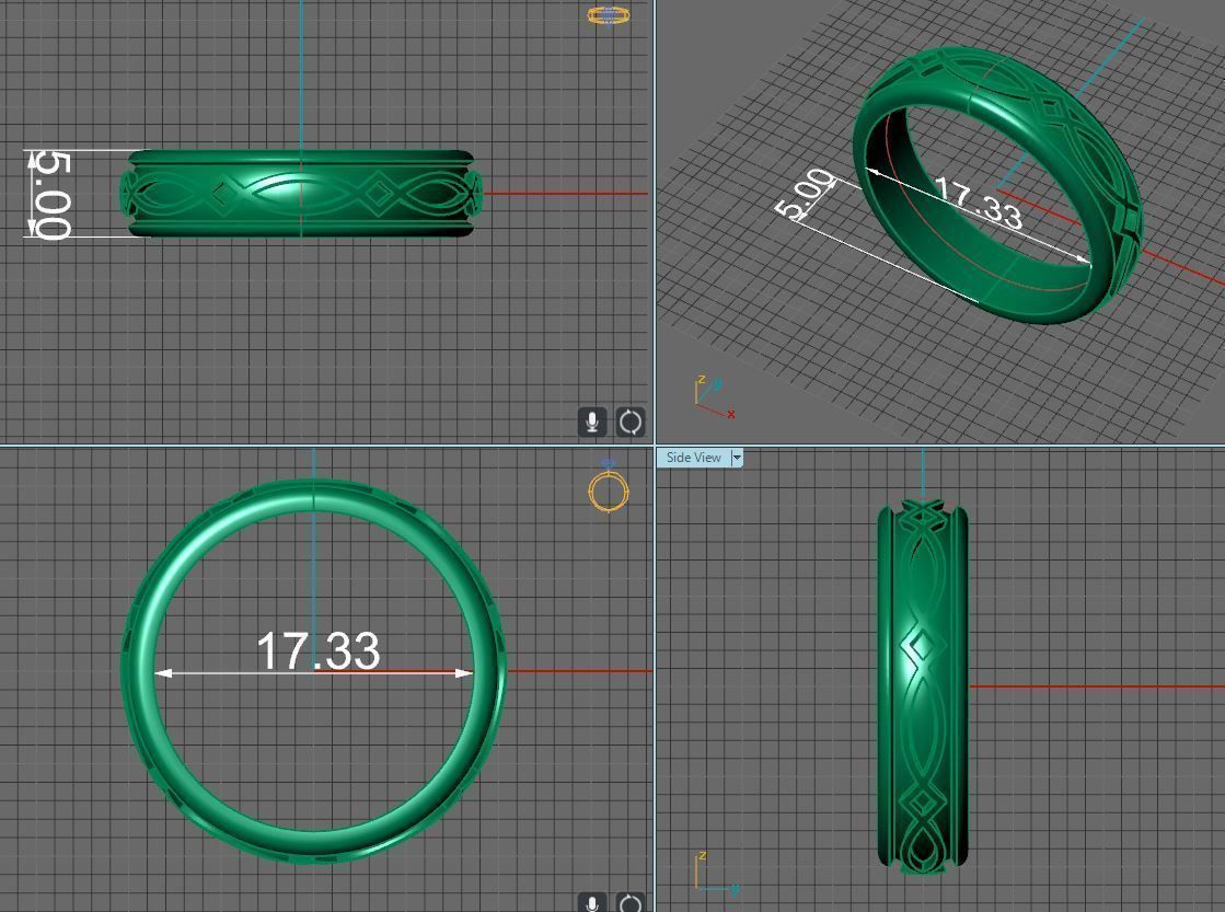 gold celtic wedding band with enamel 3D print model_5