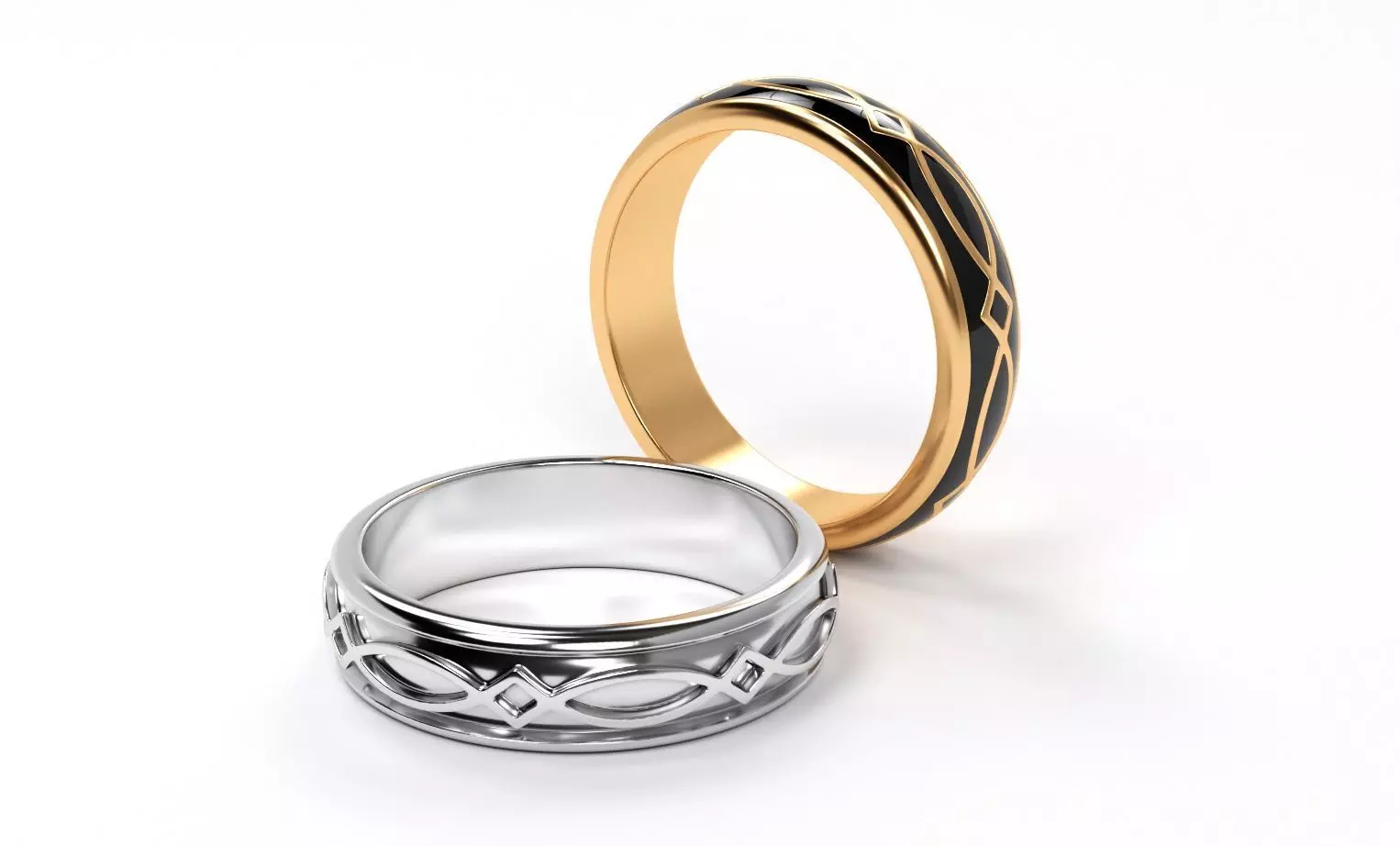 gold celtic wedding band with enamel 3D print model_0