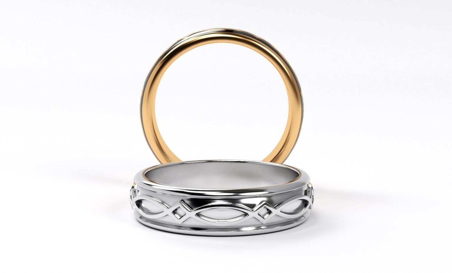 gold celtic wedding band with enamel 3D print model_3