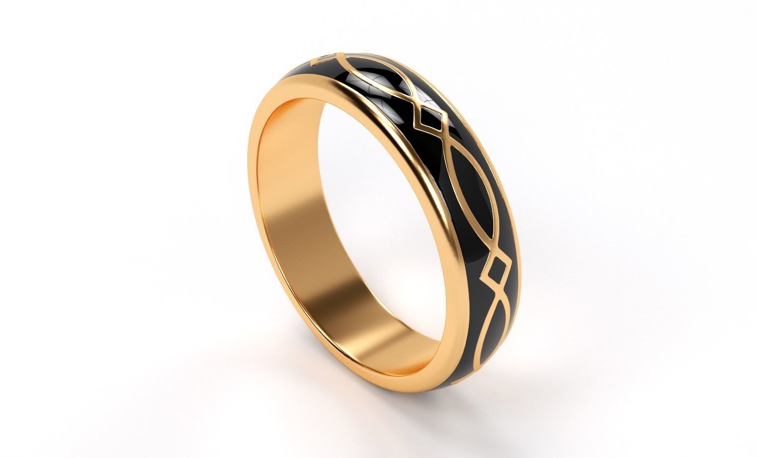 gold celtic wedding band with enamel 3D print model_4