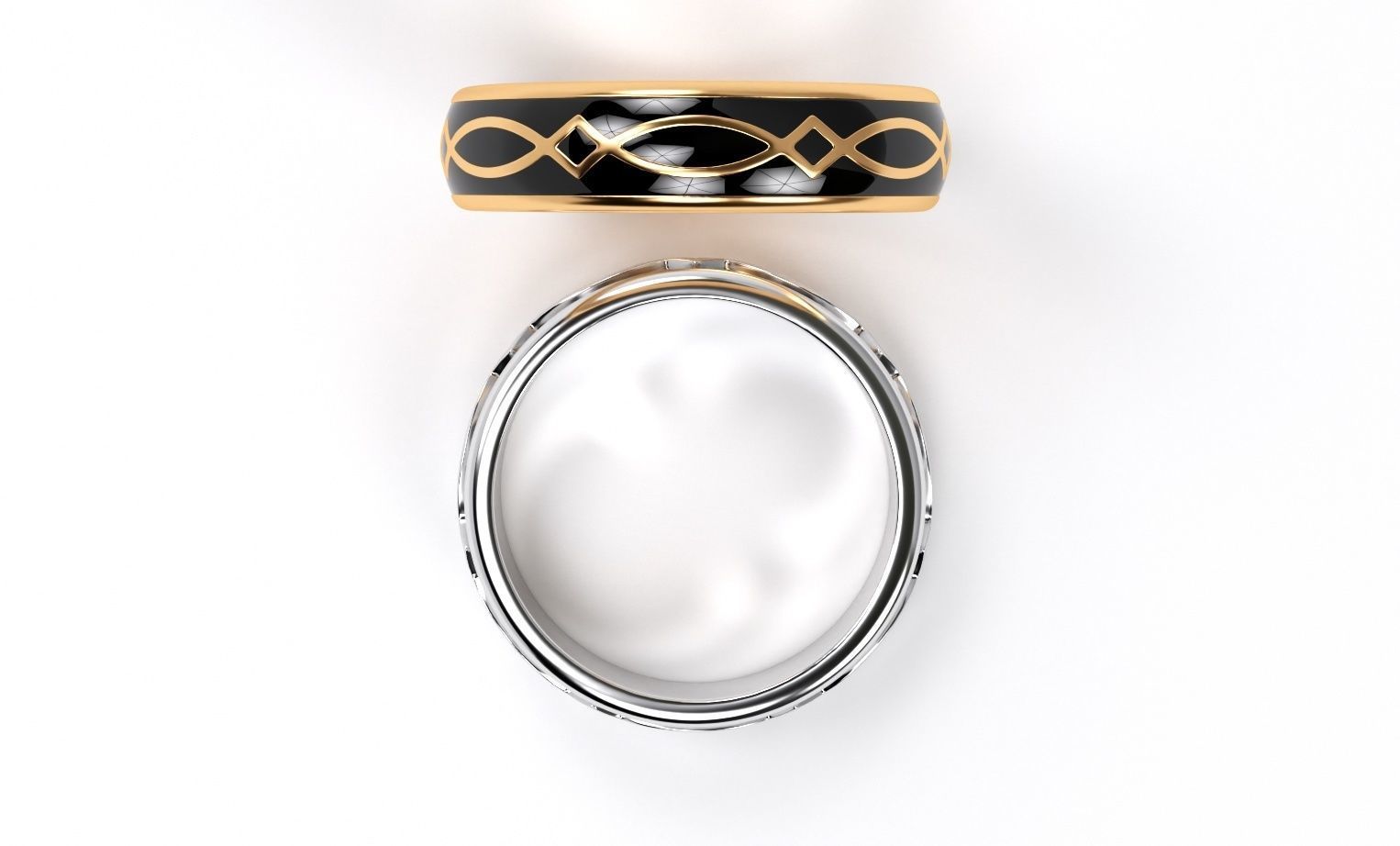 gold celtic wedding band with enamel 3D print model_1