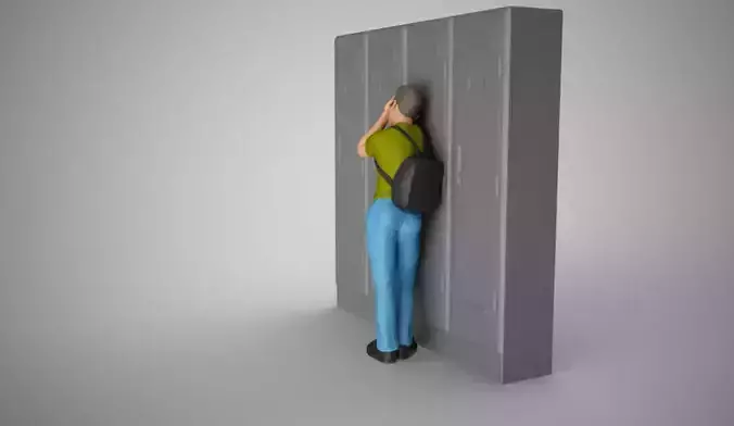 Sad Boy Leaning On Lockers 3D print model