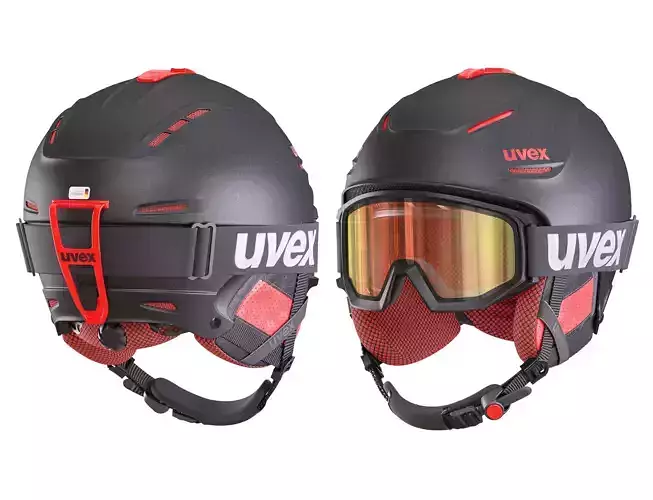 Ski Helmet and Goggles Uvex 3D model