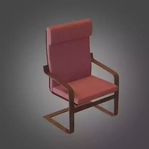 Chair Wooden Red Subdivision Ready for Film
