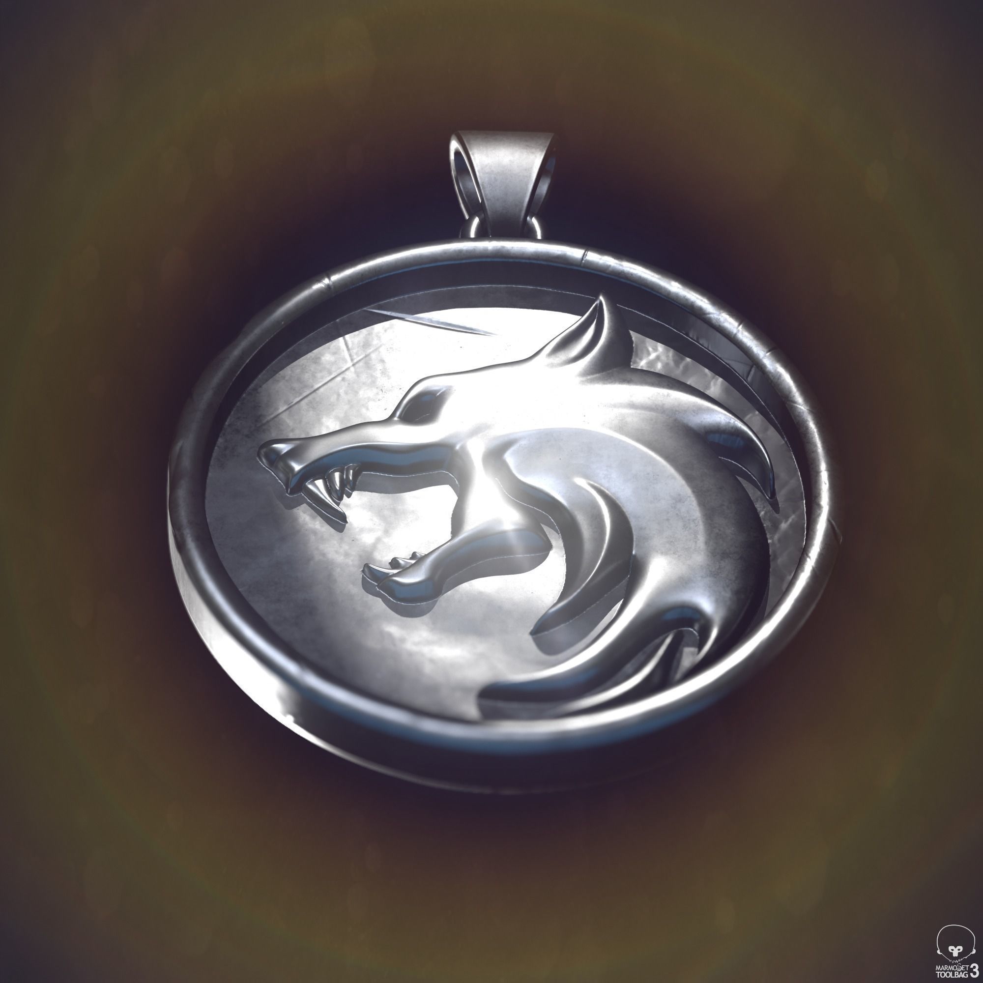 The Witcher Medallion  3D print model_3