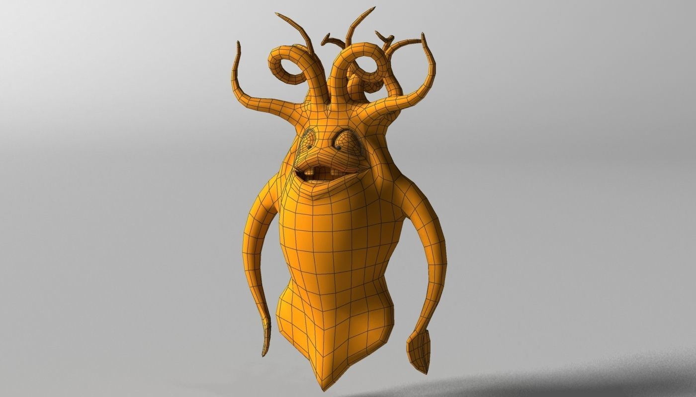 Cartoon Squid Monster RIGGED  Low-poly 3D model_5