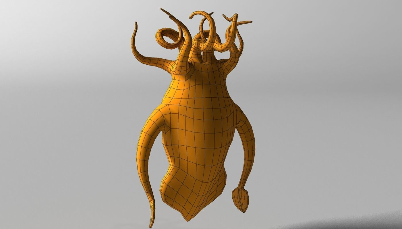 Cartoon Squid Monster RIGGED  Low-poly 3D model_7