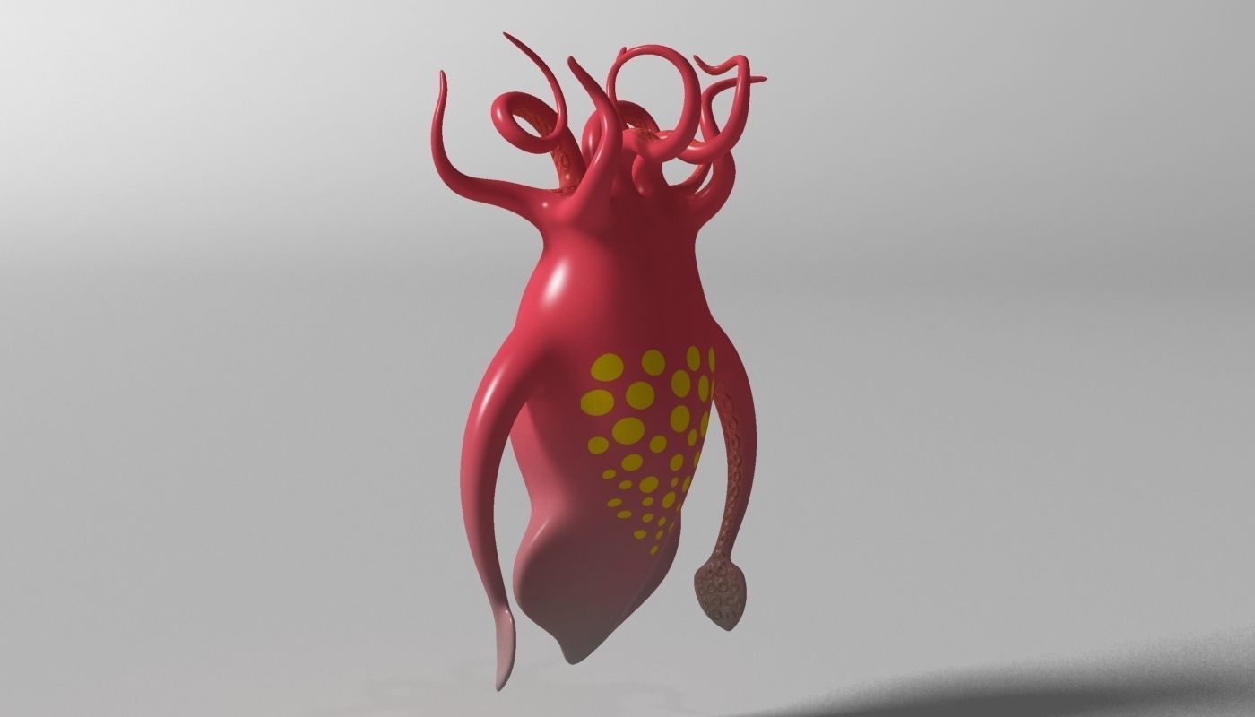 Cartoon Squid Monster RIGGED  Low-poly 3D model_4