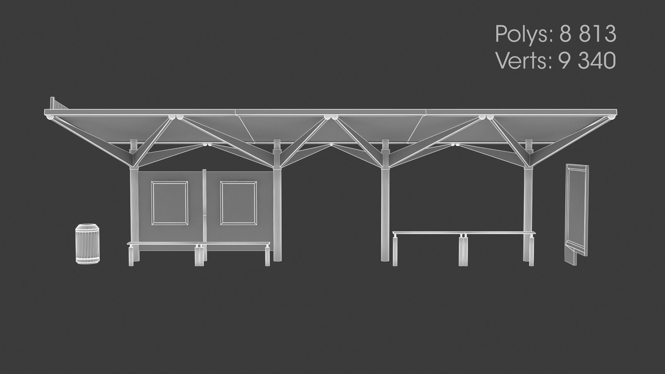 9 Bus Stop Collection Low-poly 3D model_8