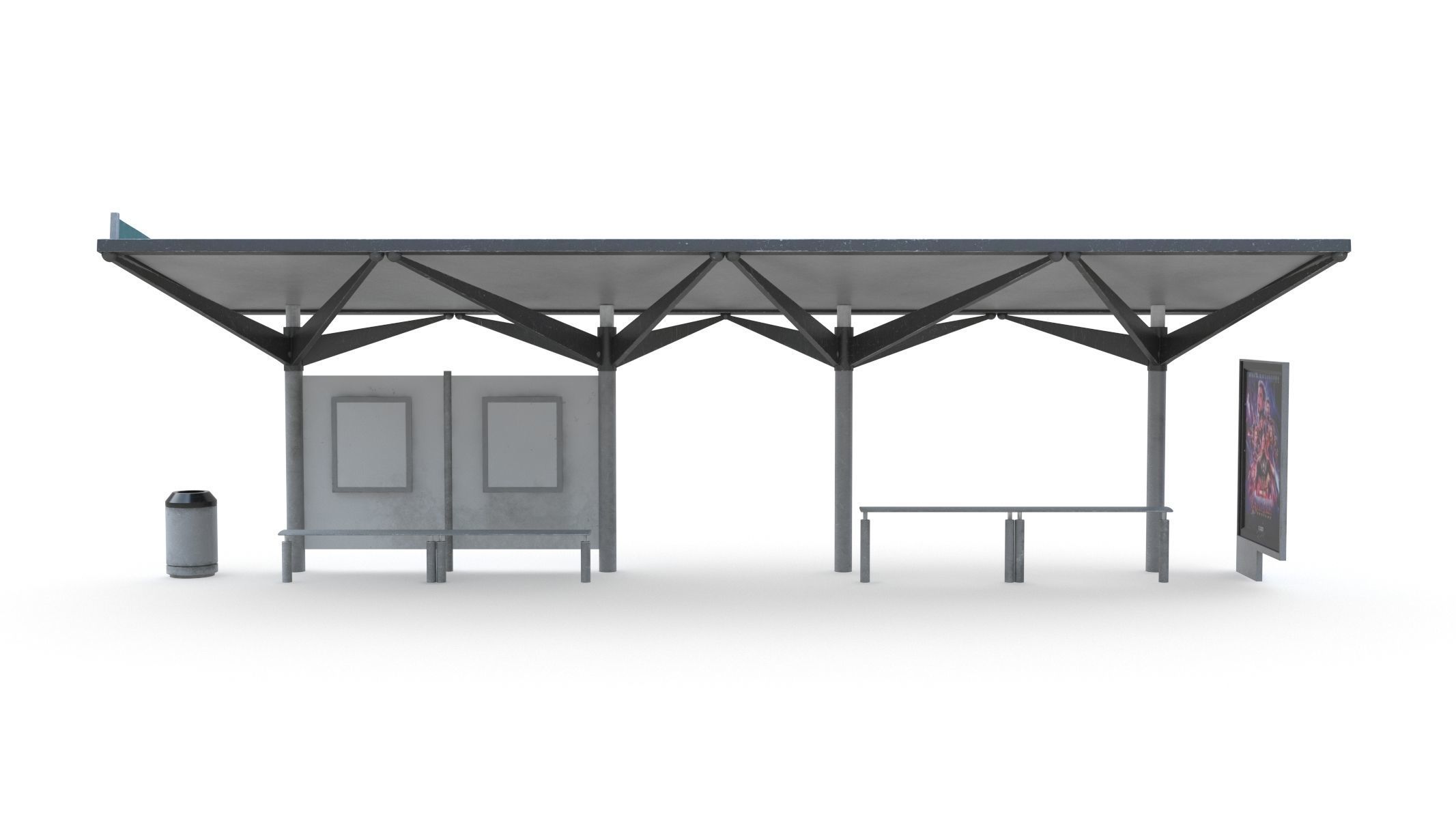 9 Bus Stop Collection Low-poly 3D model_7