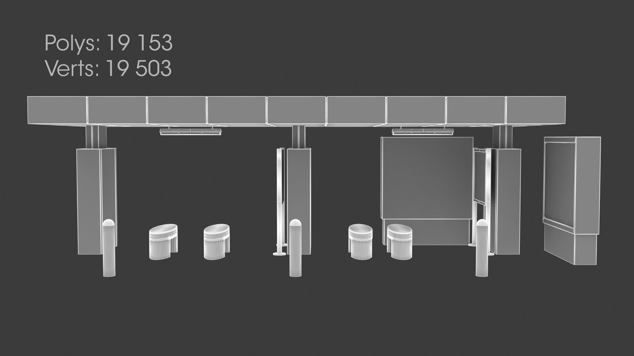 9 Bus Stop Collection Low-poly 3D model_16