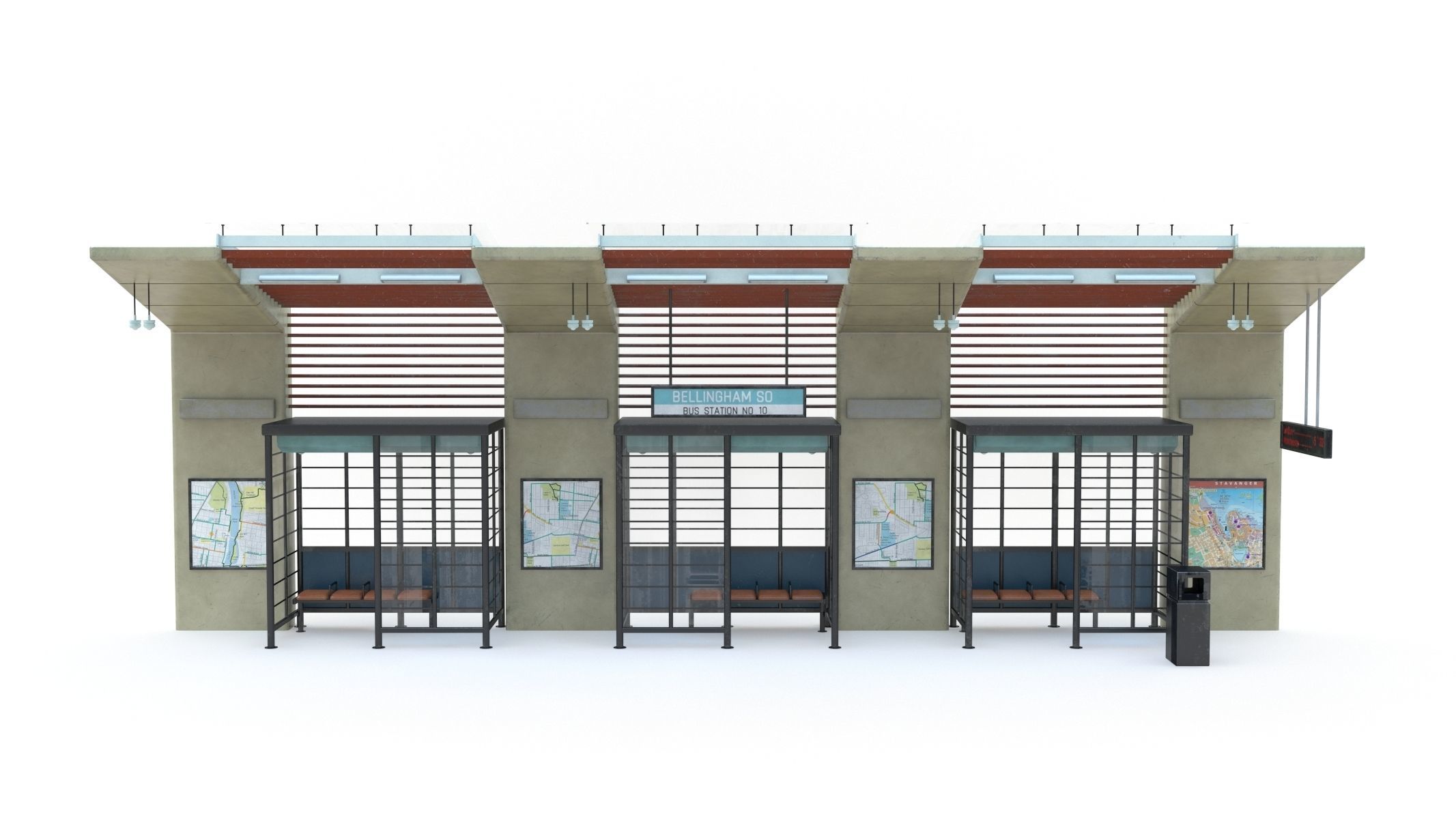 9 Bus Stop Collection Low-poly 3D model_17