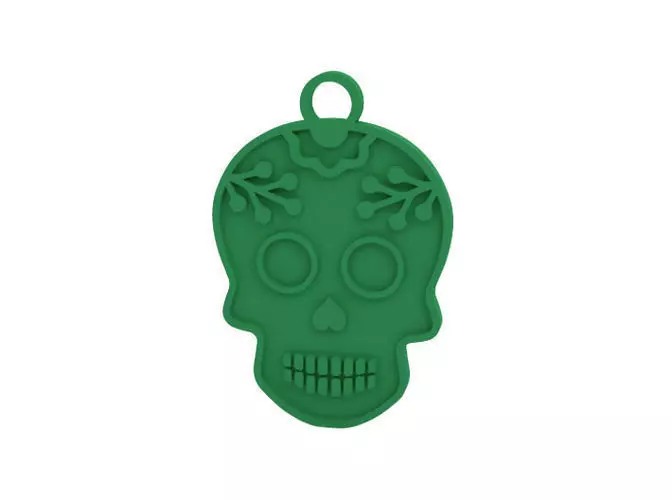 Keychain sugar skull cookie cutter 3D print model