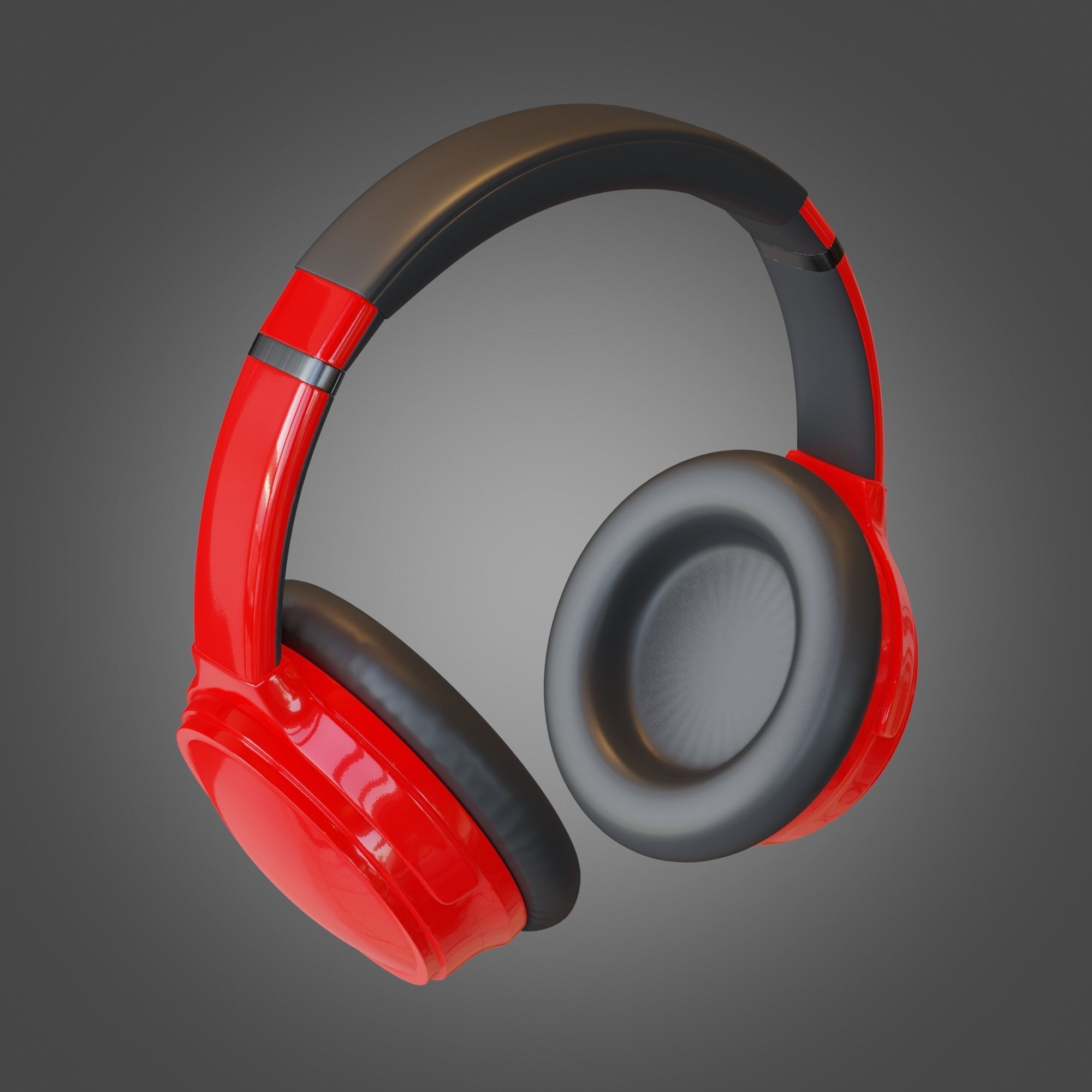 Headphone Red Subdivision Ready for Film Low-poly 3D model_6