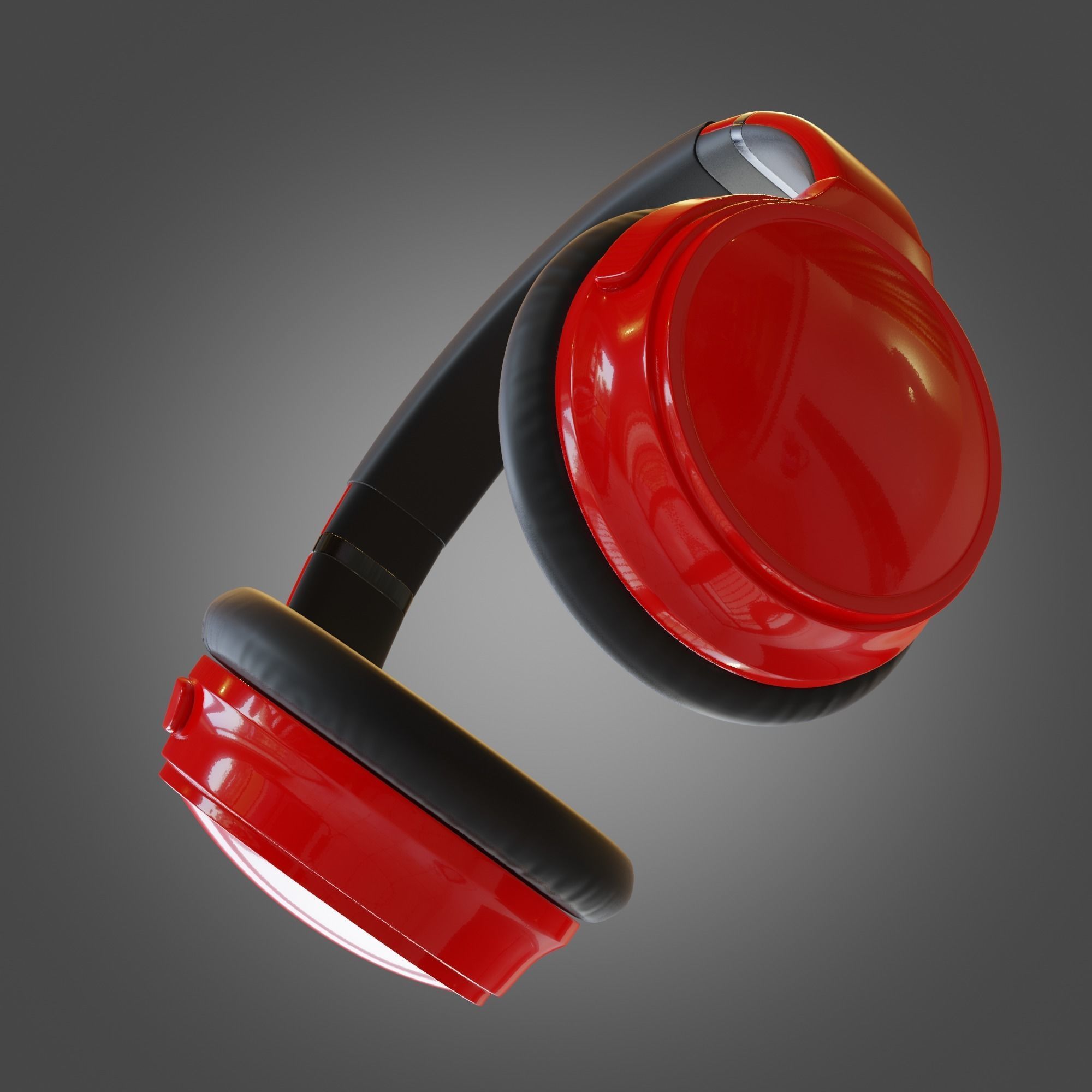 Headphone Red Subdivision Ready for Film Low-poly 3D model_9