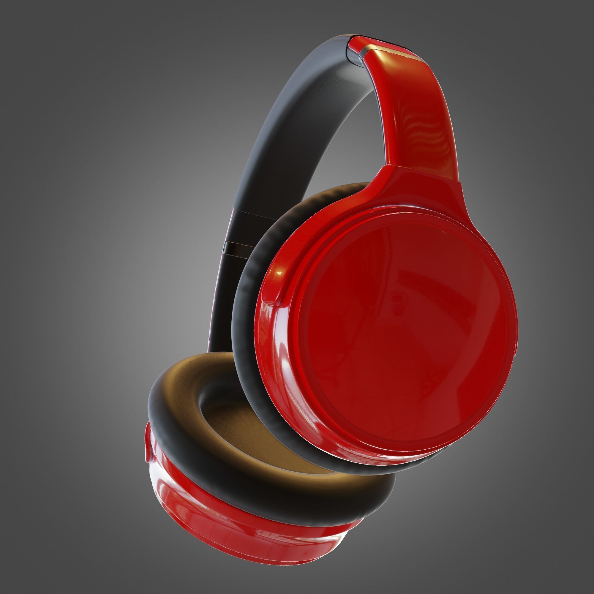 Headphone Red Subdivision Ready for Film Low-poly 3D model_18