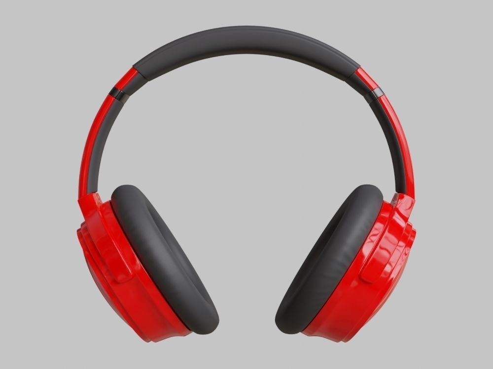 Headphone Red Subdivision Ready for Film Low-poly 3D model_5