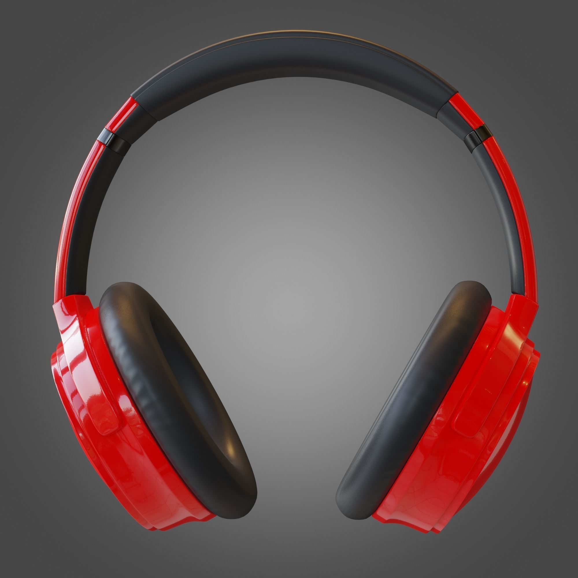 Headphone Red Subdivision Ready for Film Low-poly 3D model_12