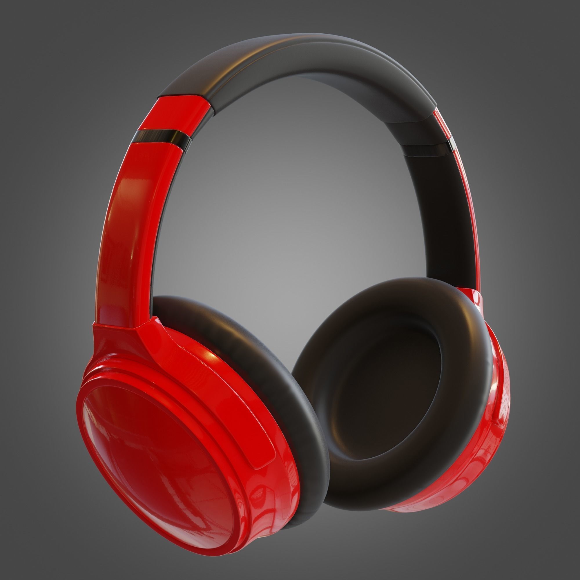 Headphone Red Subdivision Ready for Film Low-poly 3D model_20