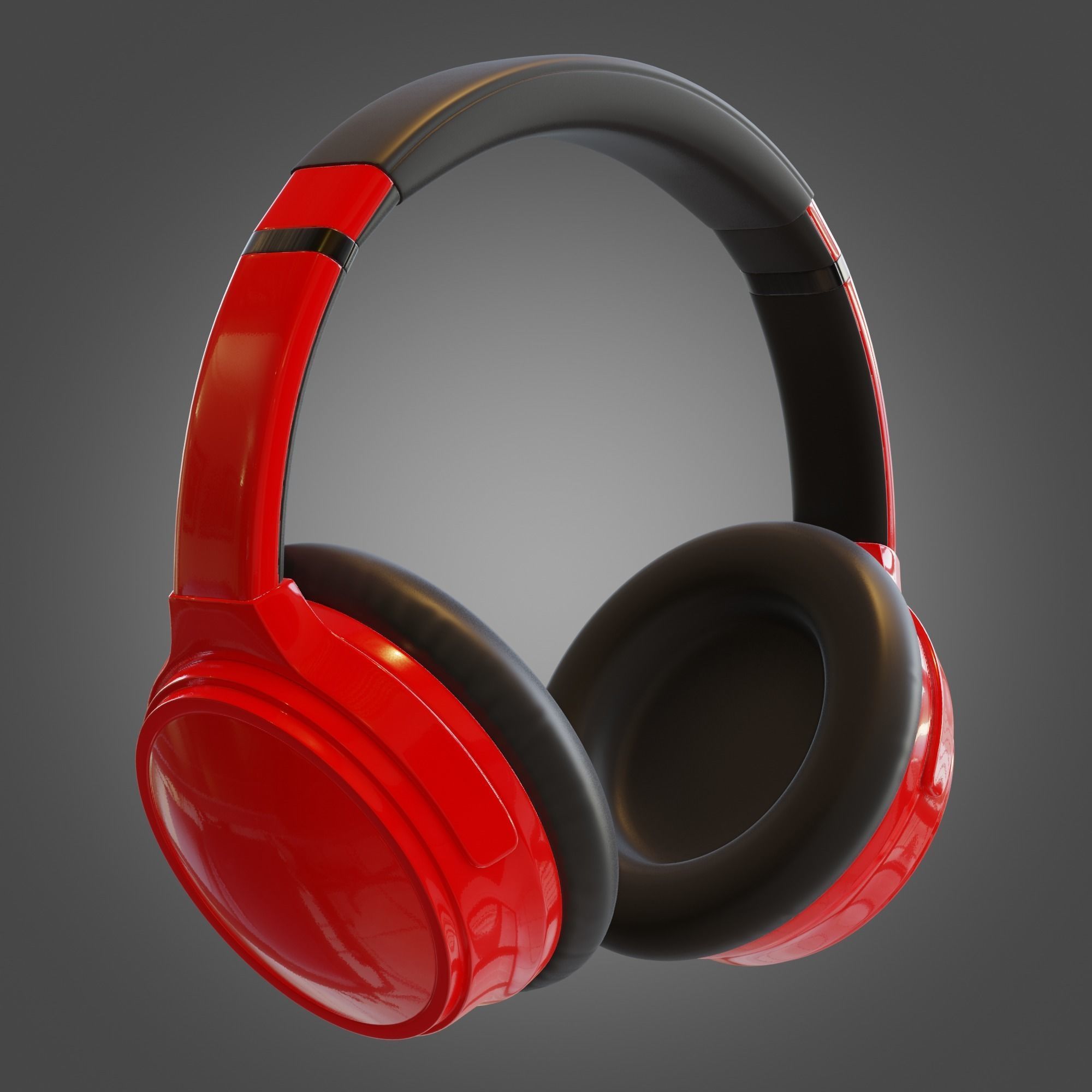 Headphone Red Subdivision Ready for Film Low-poly 3D model_4