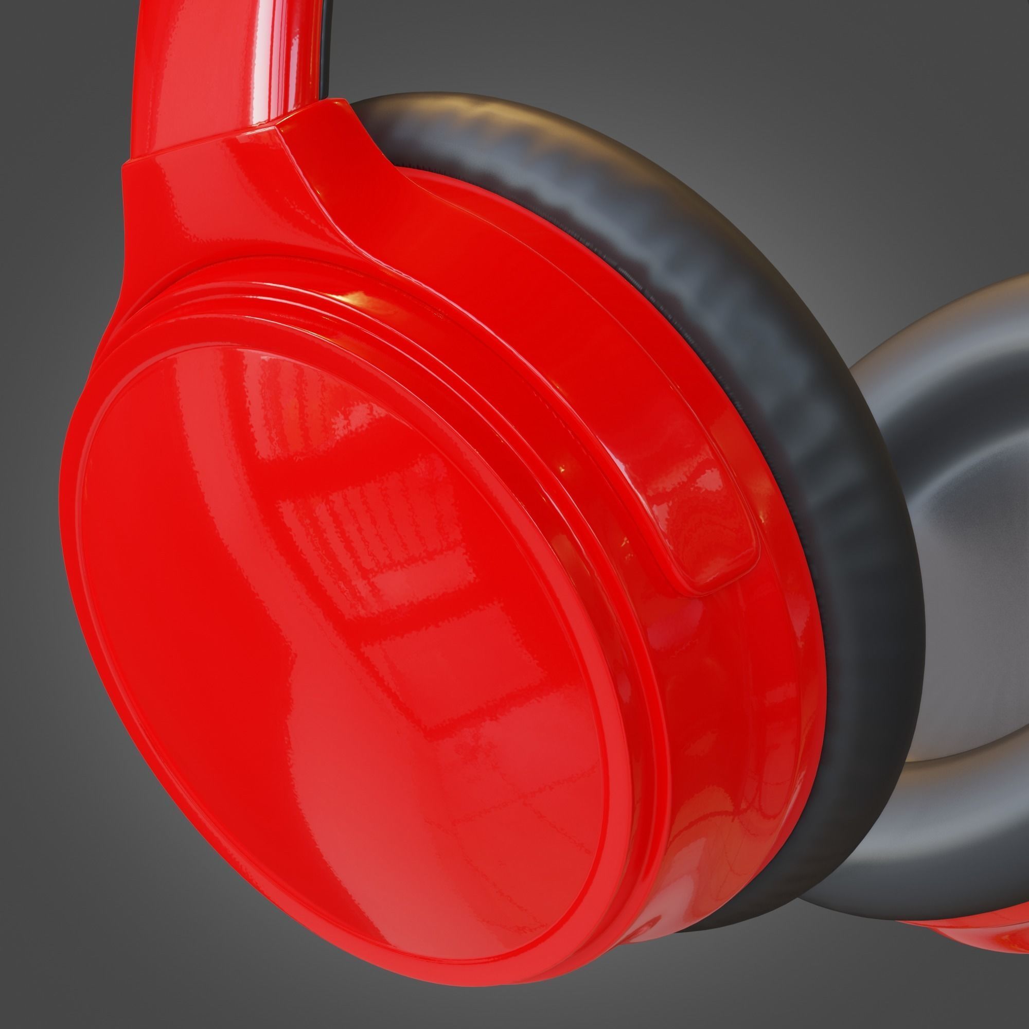 Headphone Red Subdivision Ready for Film Low-poly 3D model_11