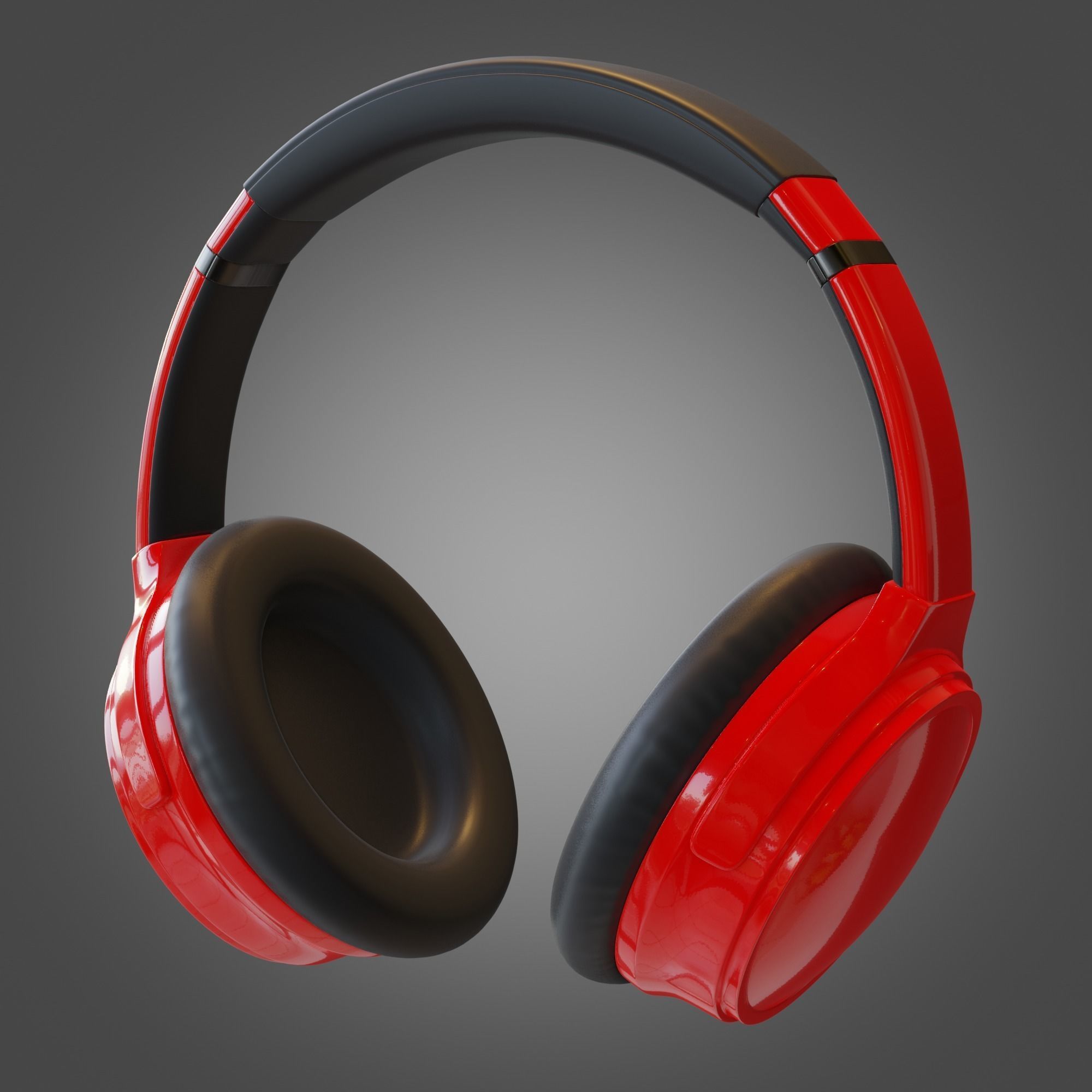 Headphone Red Subdivision Ready for Film Low-poly 3D model_8