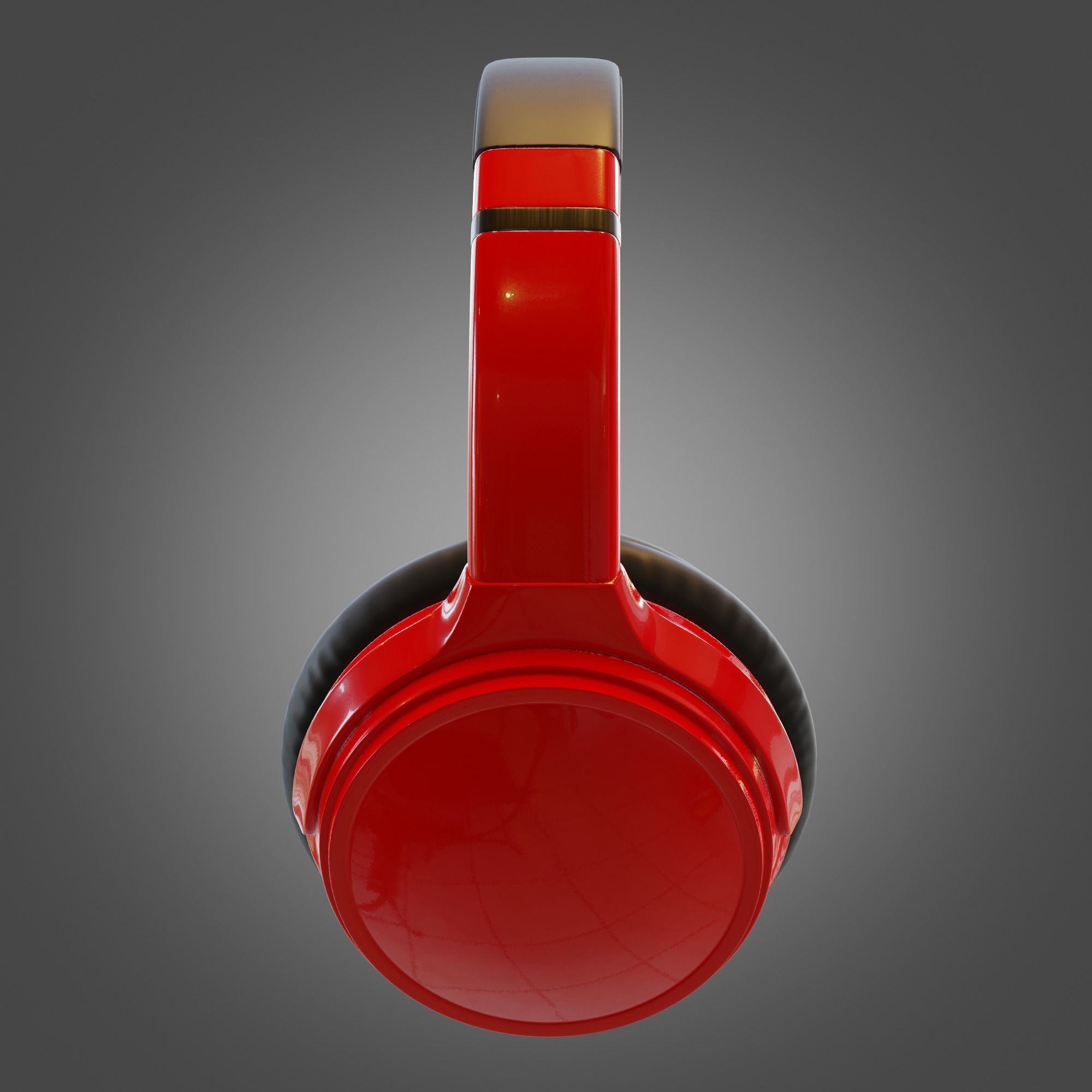 Headphone Red Subdivision Ready for Film Low-poly 3D model_15