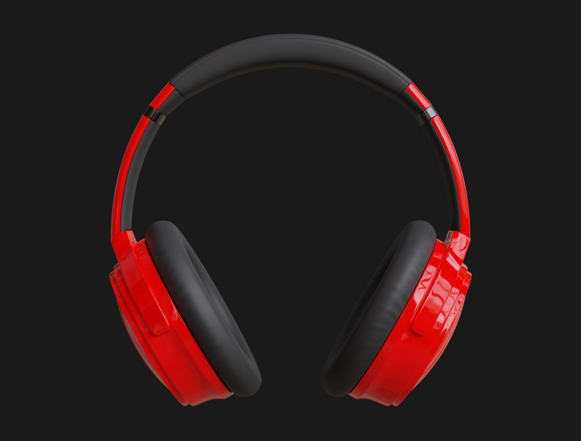 Headphone Red Subdivision Ready for Film Low-poly 3D model_3
