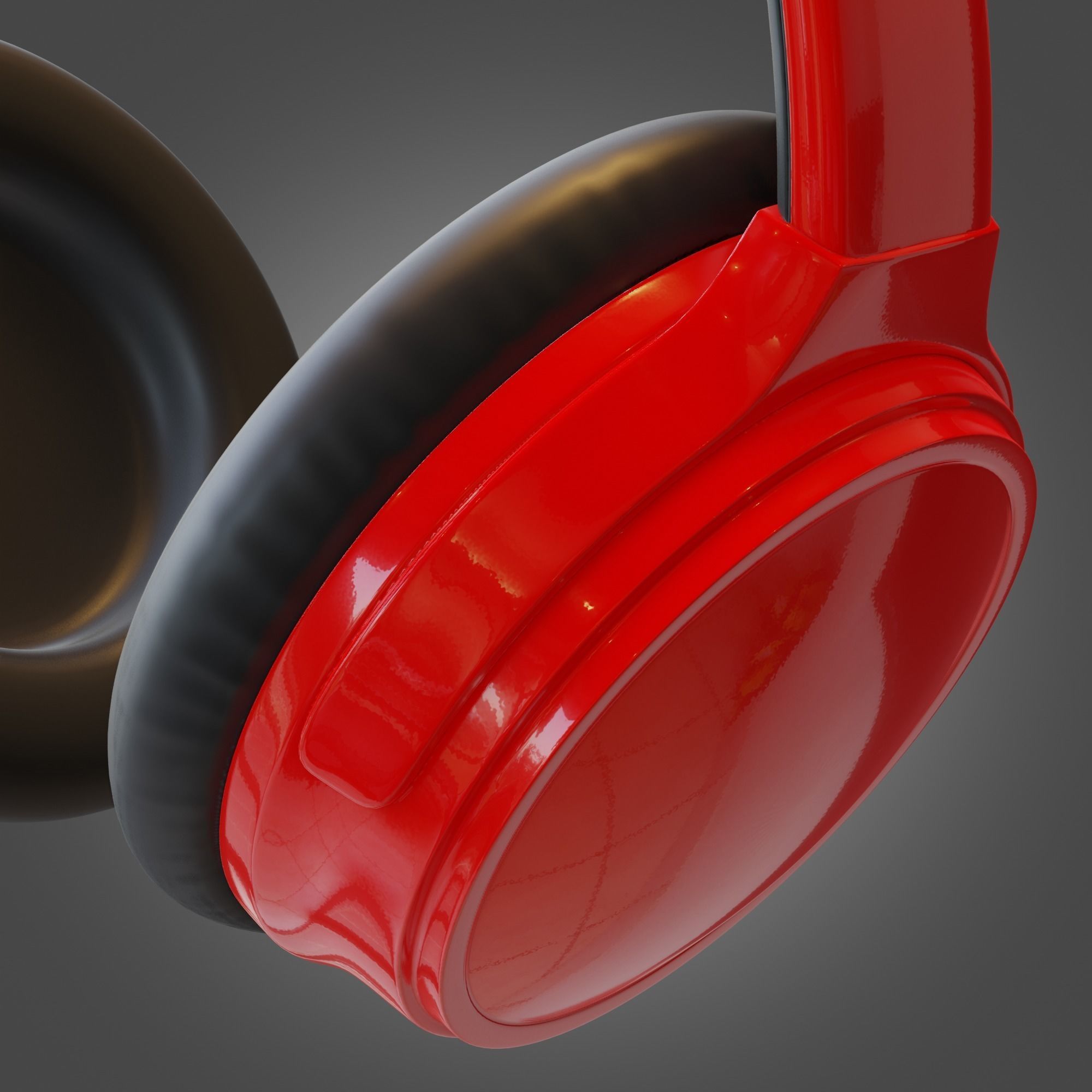 Headphone Red Subdivision Ready for Film Low-poly 3D model_10