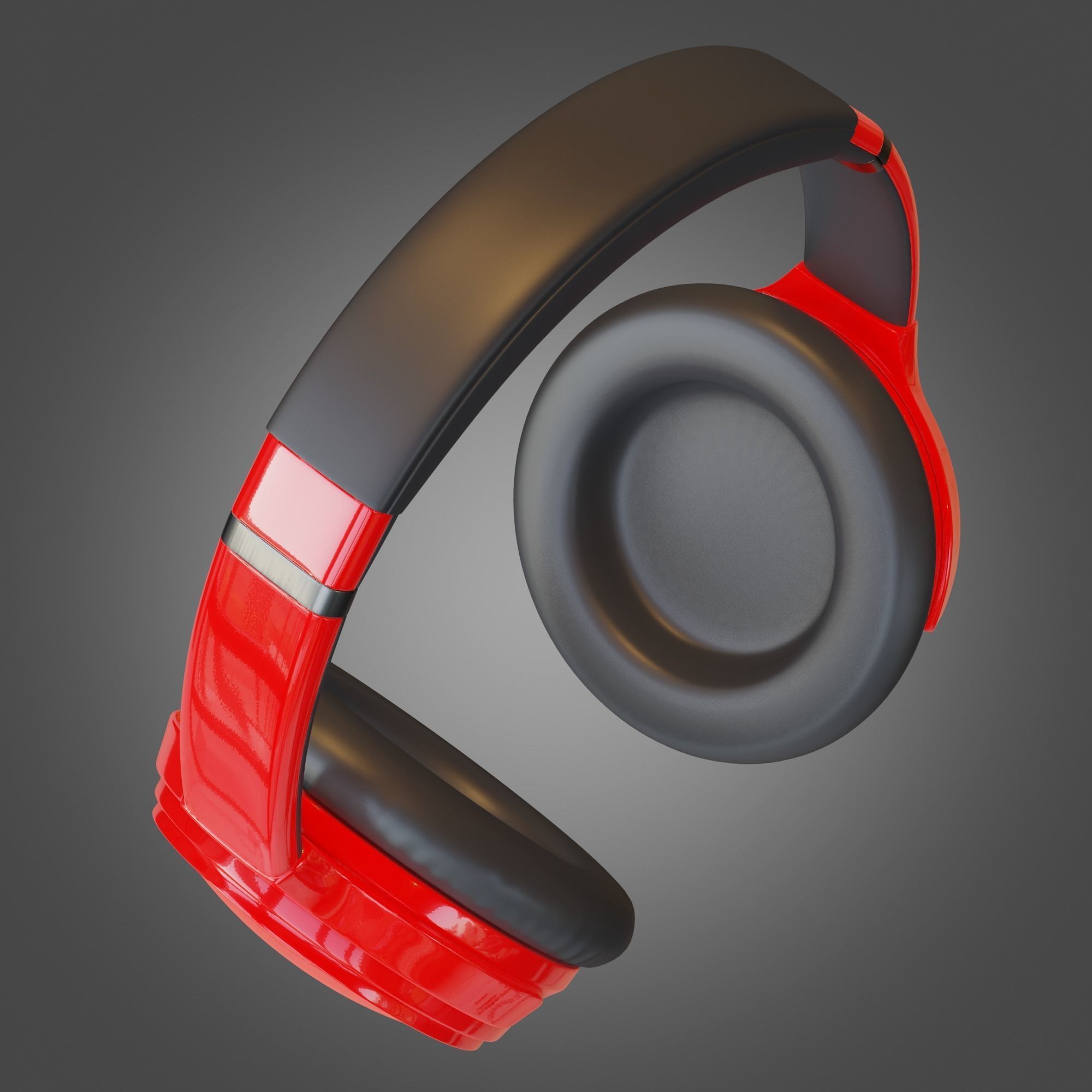 Headphone Red Subdivision Ready for Film Low-poly 3D model_13