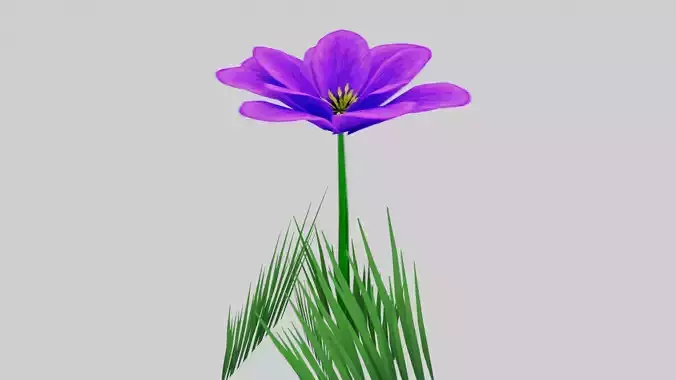 Stylized Purple Flower Low-poly 3D model