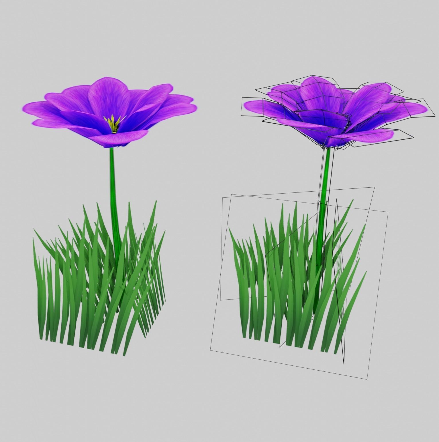 Stylized Purple Flower Low-poly 3D model_6