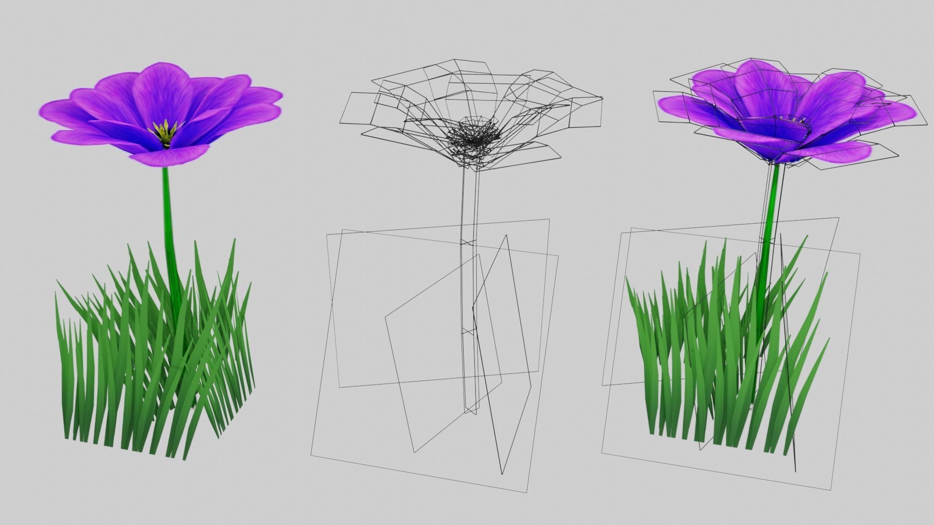 Stylized Purple Flower Low-poly 3D model_7